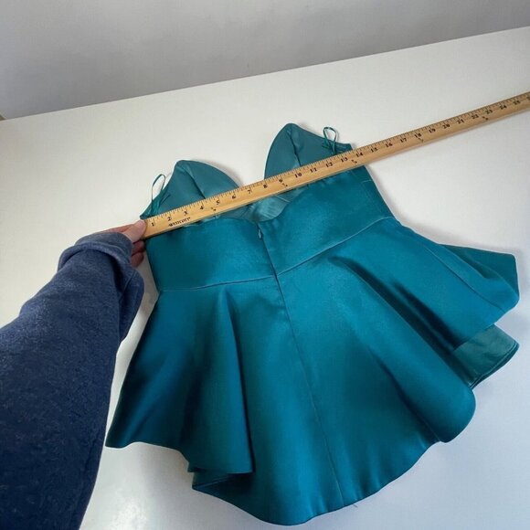 Keepsake Womens Stolen Hearts Strapless Bustier Peplum Top Blue M Satin Back Zip - Picture 9 of 9